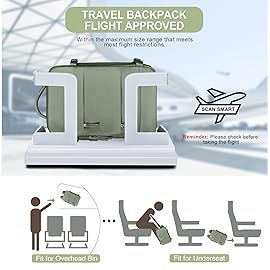 Travel Backpack For Women Men Airline Approved Carry On Backpack Flight Approved Waterproof Sports Luggage Backpack Casual Daypack Small Hiking Backpack Grey Green