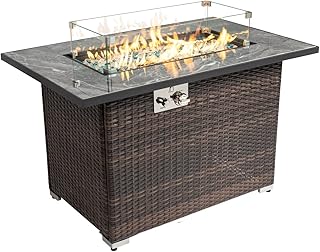44in Outdoor Fire Pit Table with Natural Gas Conversion Kit, 50,000 BTU ...