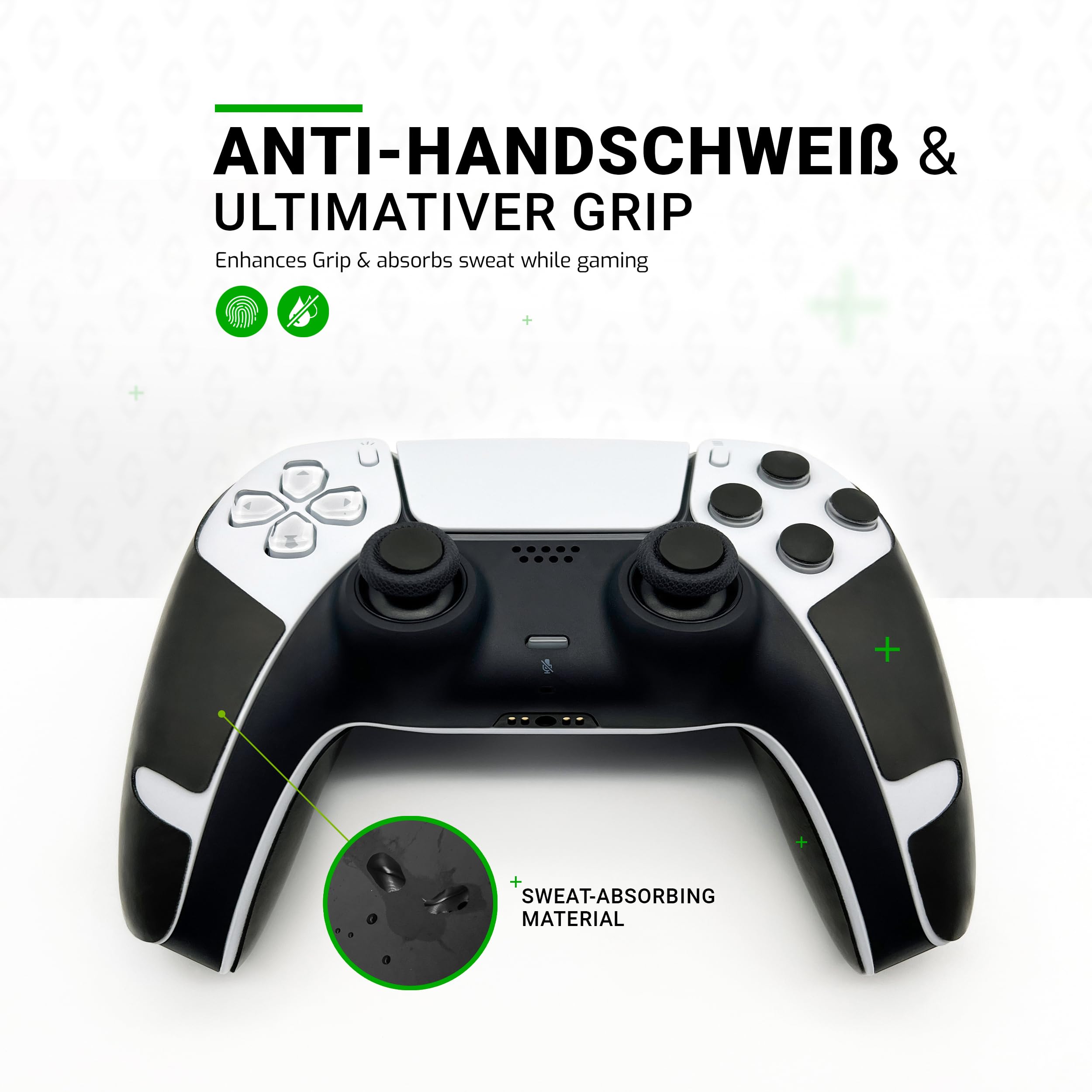 SensoryBoost Zestaw taśm Grip Tape do kontrolera PS5 DualSense, antypoślizgowe naklejki, pochłaniające pot, antypoślizgowe, trwałe i ultracienkie (0,5 mm) – akcesoria do gier Playstation, czarny