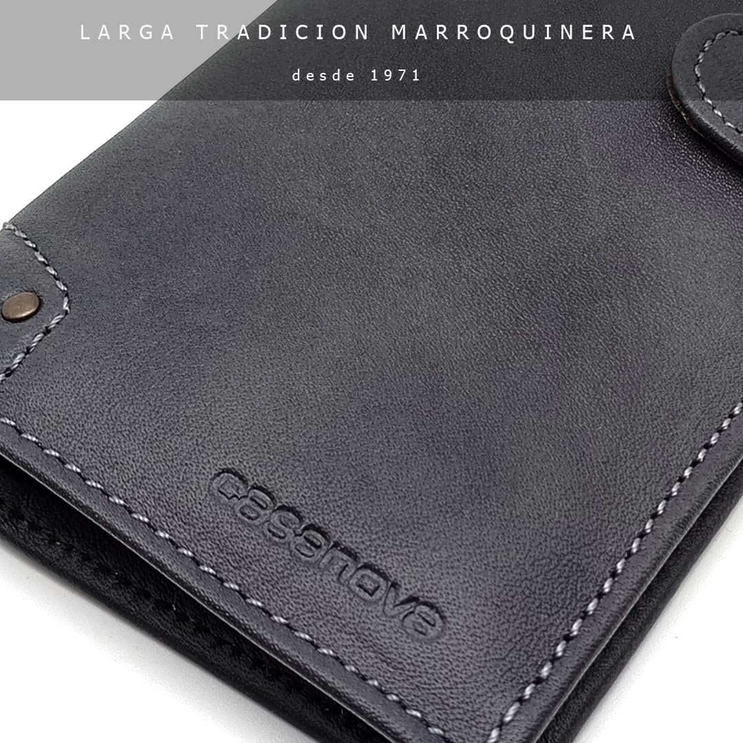 Cartera Hombre Monedero Piel - Hecho a Mano - RFID - 18963 Negro