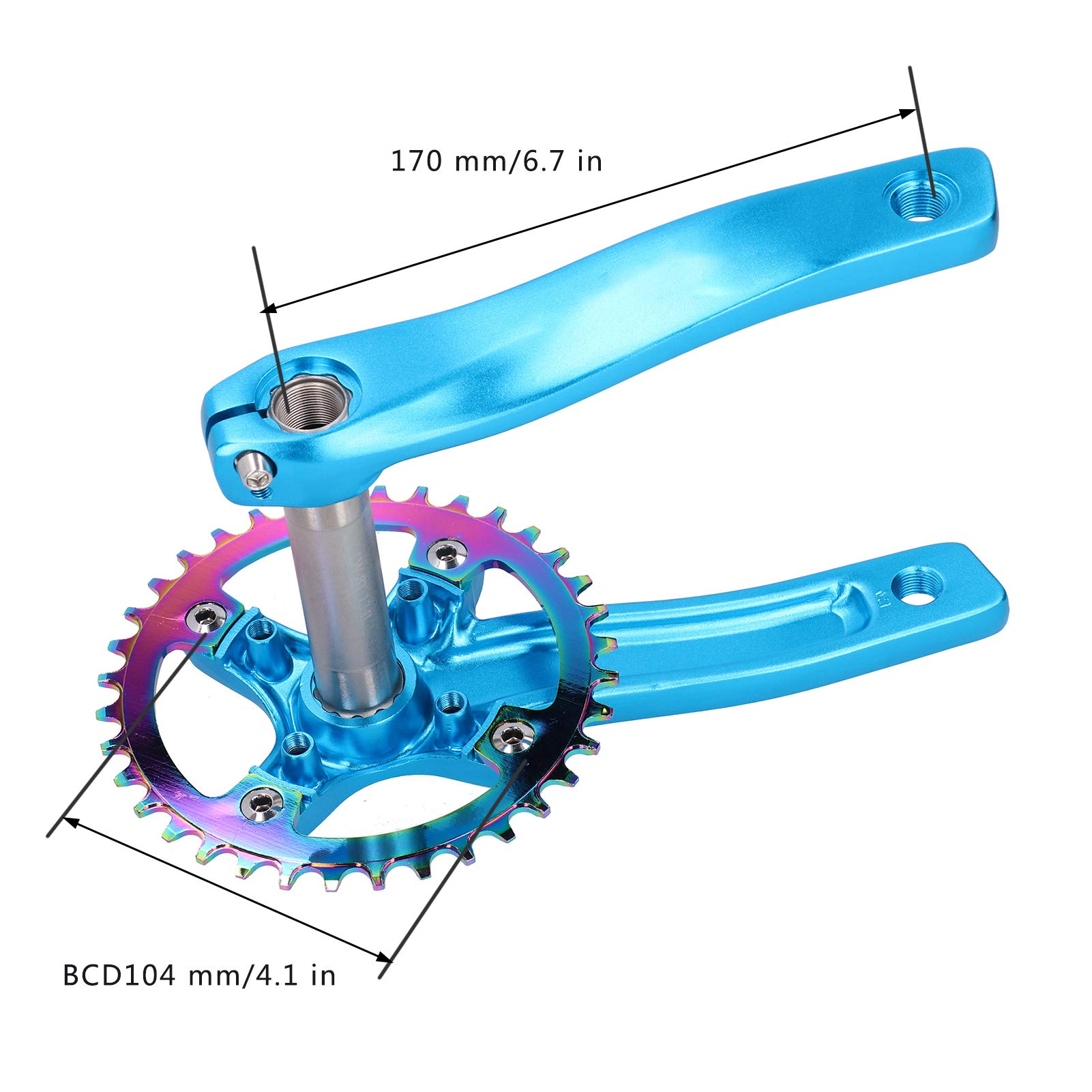 ZK-22 zestaw korbowy do roweru ze stopu aluminium, zintegrowane akcesoria z korbą Single-Speed, 36 zębów, do rowerów (niebieski)