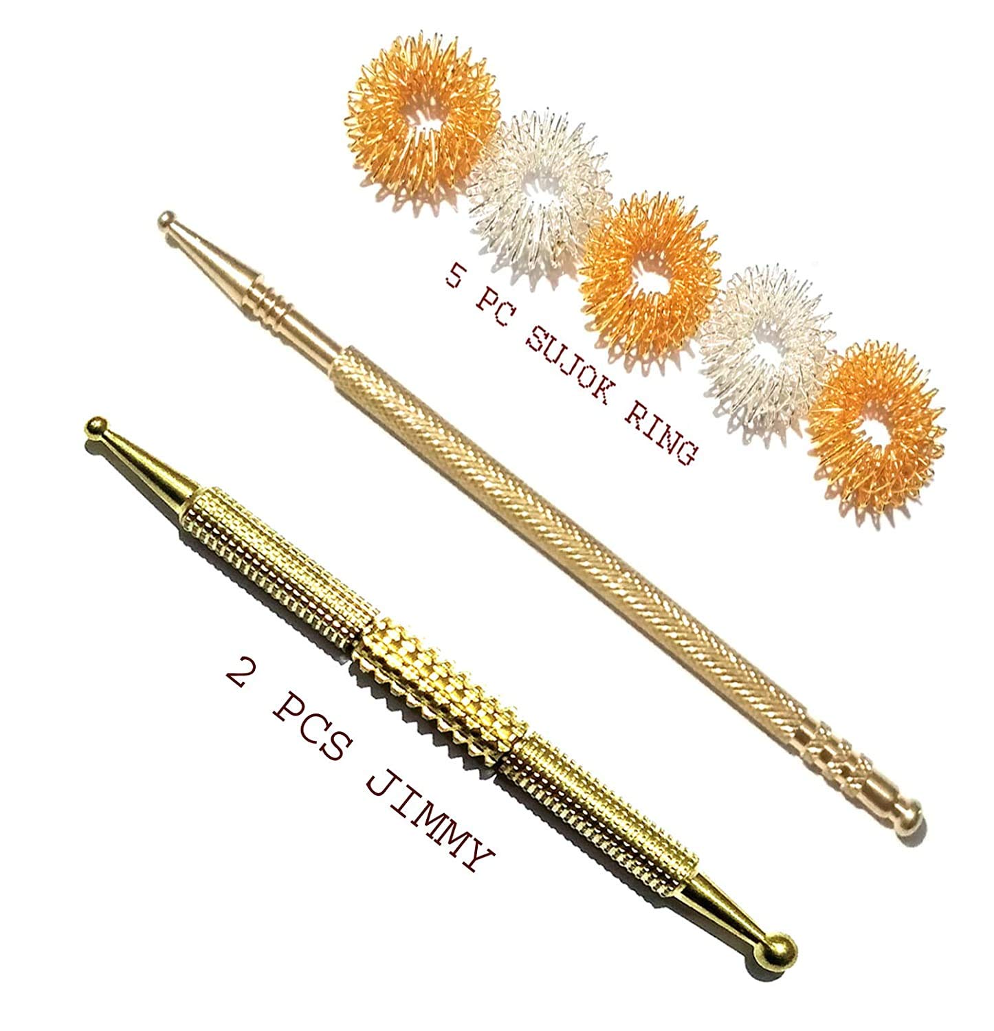 R A PRODUCTS Sujok Acupressure Jimmy(2 Pc) + 5 Pc Sujok Ring Acupuncture tools