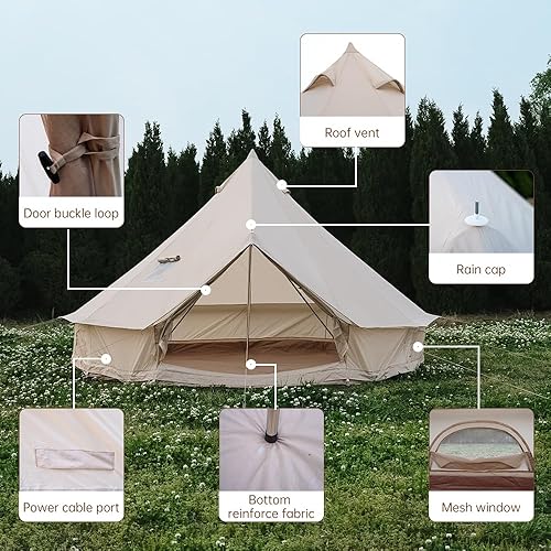 Miniatura 4 de Tienda de campaña Oxford para campamento familiar, amplia yurta de 13.1 pies con gato de estufa, grandes tiendas de campaña glamping para 4-6
