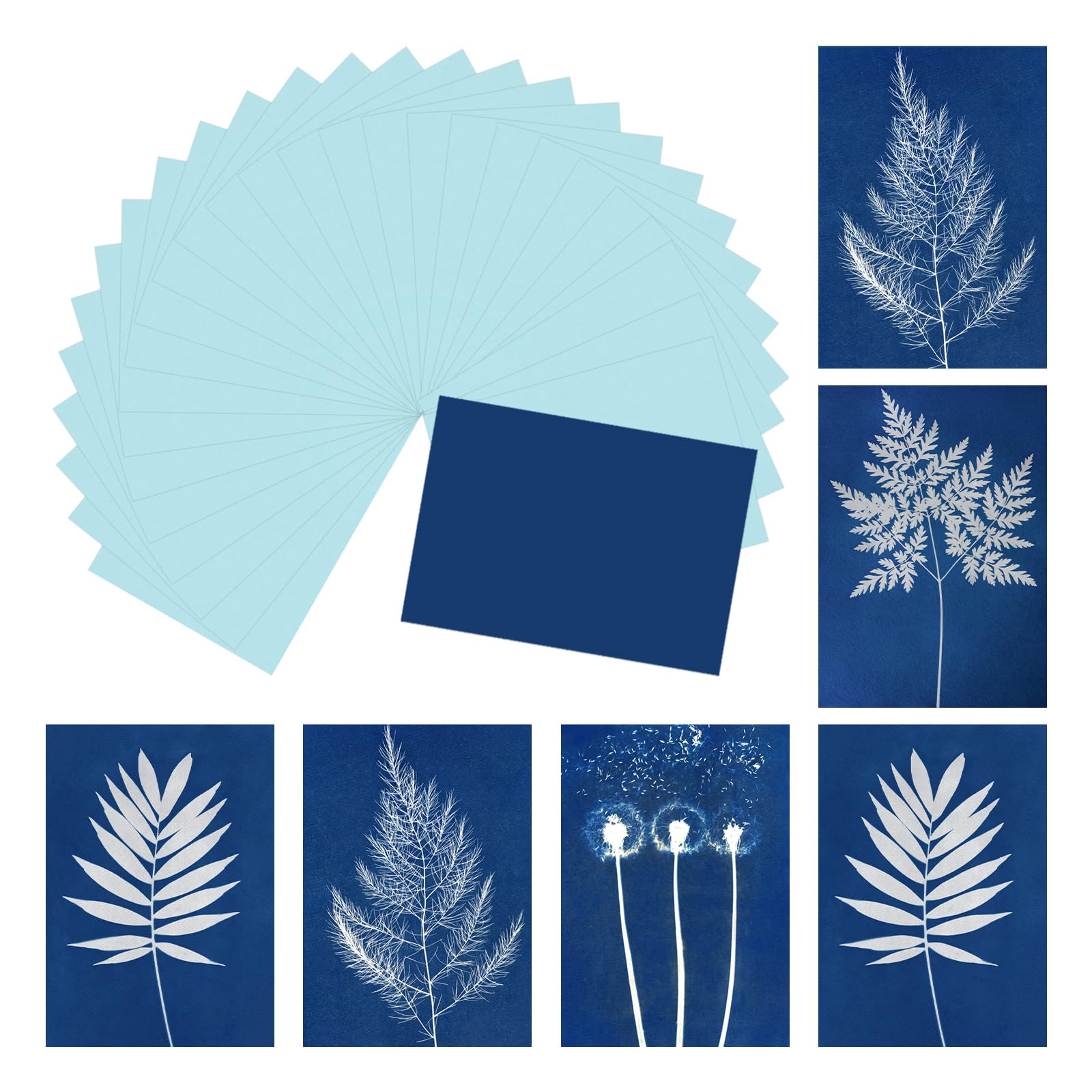 sourcing map Cyanotype Paper, 12 Sheet Sun Print Paper Kit High Sensitive Light Blue Crafts for Adults DIY Project Art, 5.8x4.1 Inch (A6)