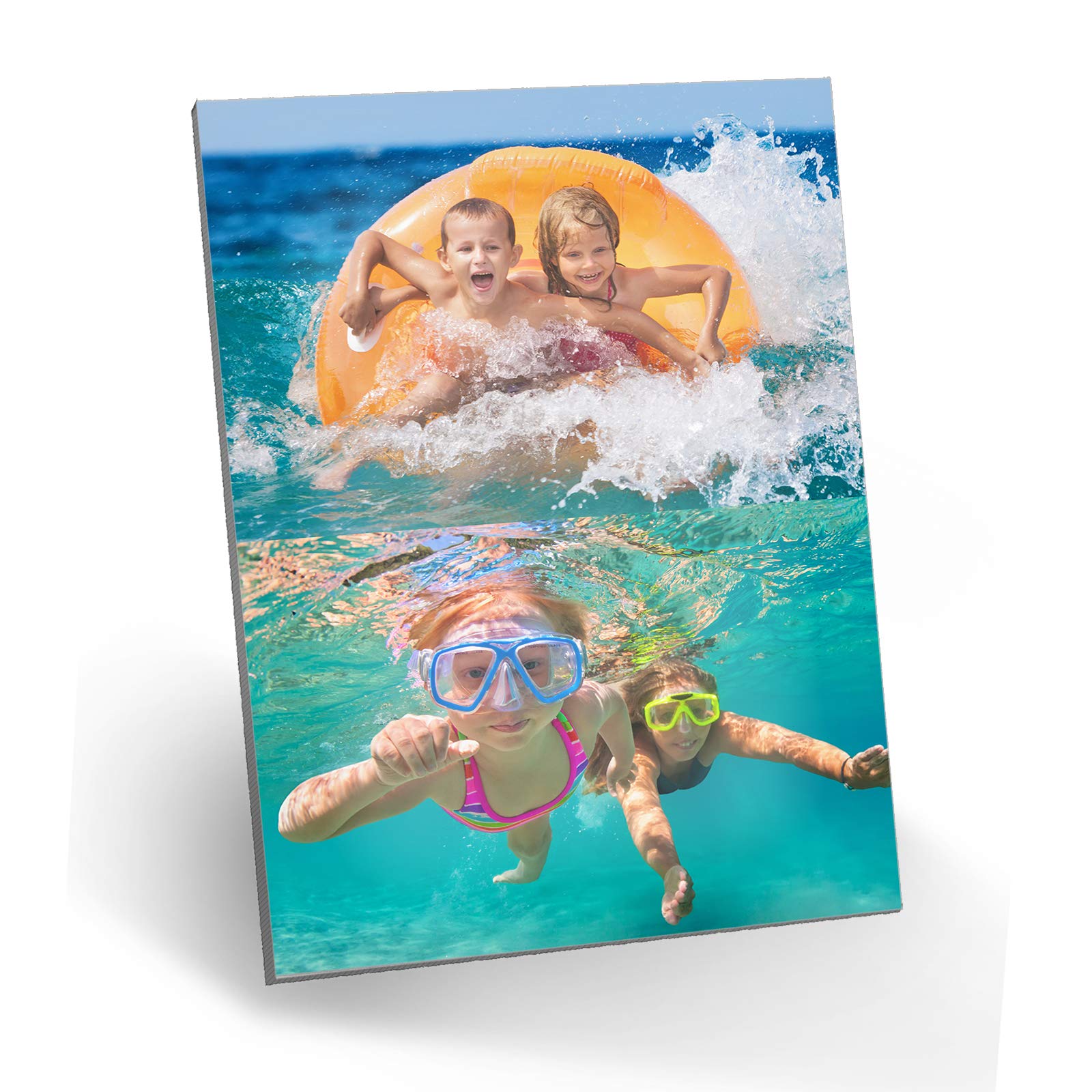 Hairyworm Personalised Wall Art, A3 Portrait (H:422mm x W:297mm) Metal Plaque with High-Definition Print, Customise with Two image Collage, Landscape Photos, Borderless Horizontal Layout A