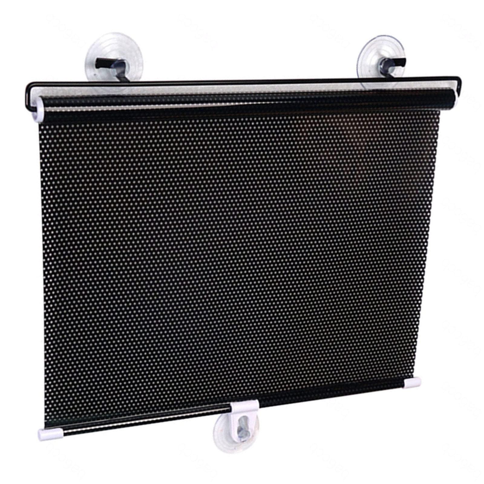 DECAKE Blackout Roller Shades Without Drilling, Curtains with Suction Cups for Roof Window, Black Retractable Sunshade Roll Up Blinds, 45x125/58x125cm Temporary Blinds,50x125cm/20 * 49in