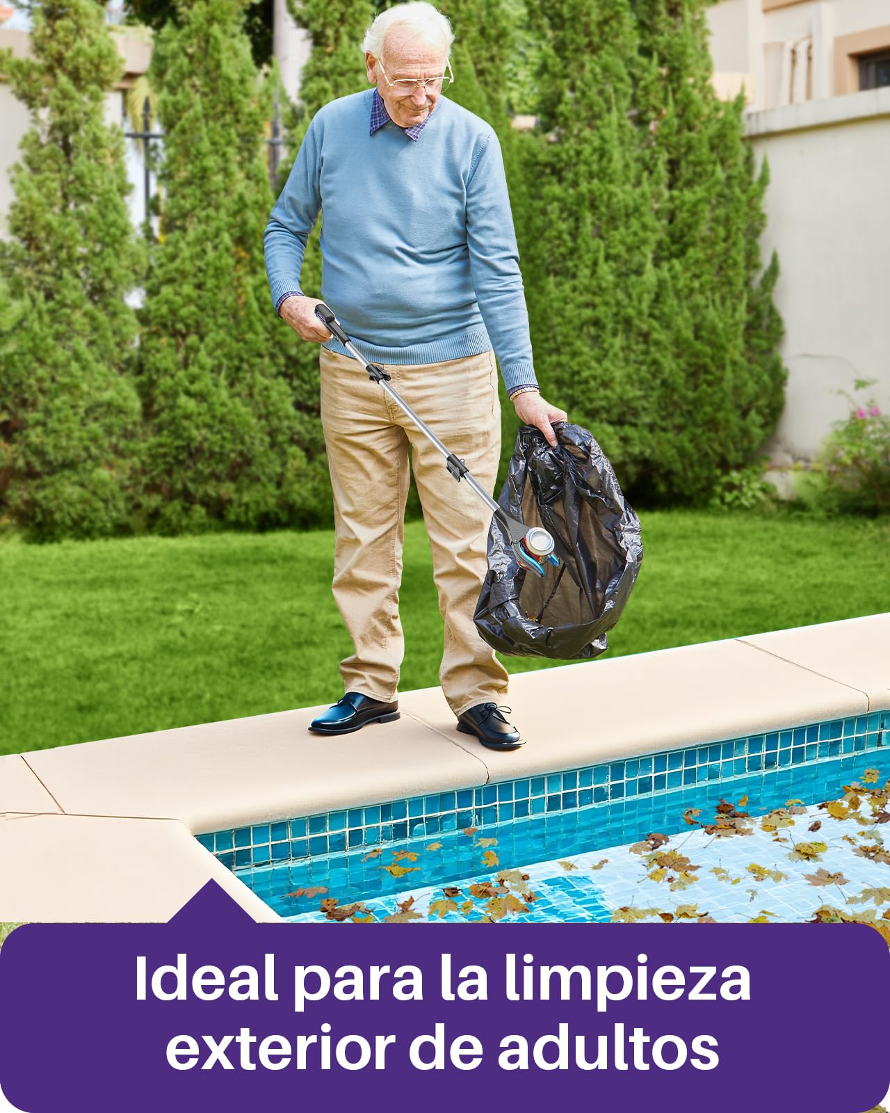 Kekoy Pinzas Largas para Alcanzar Objetos para Mayores Aluminio, Pinza Recogedor Plegable/Girable, Brazo de Agarre Extra Largo, Ayuda de Agarre con Puntas Magnéticas (110cm 1 Paquete Azul hielo)