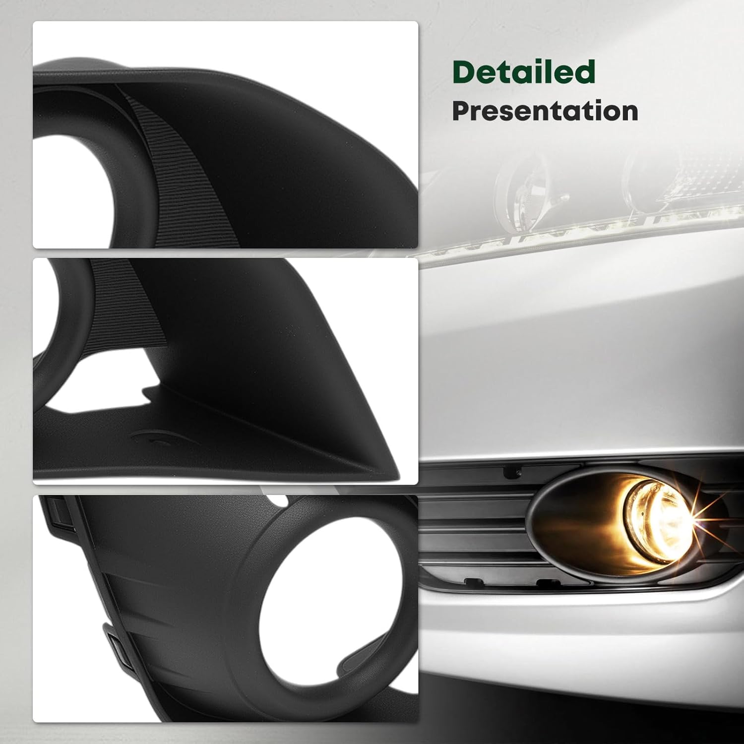 YHTAUTO Fog Light Bezel Fits Mitsubishi Outlander Sport 2016-2017 Front Bumper Fog Light Cover Trim Left Driver & Right Passenger Side