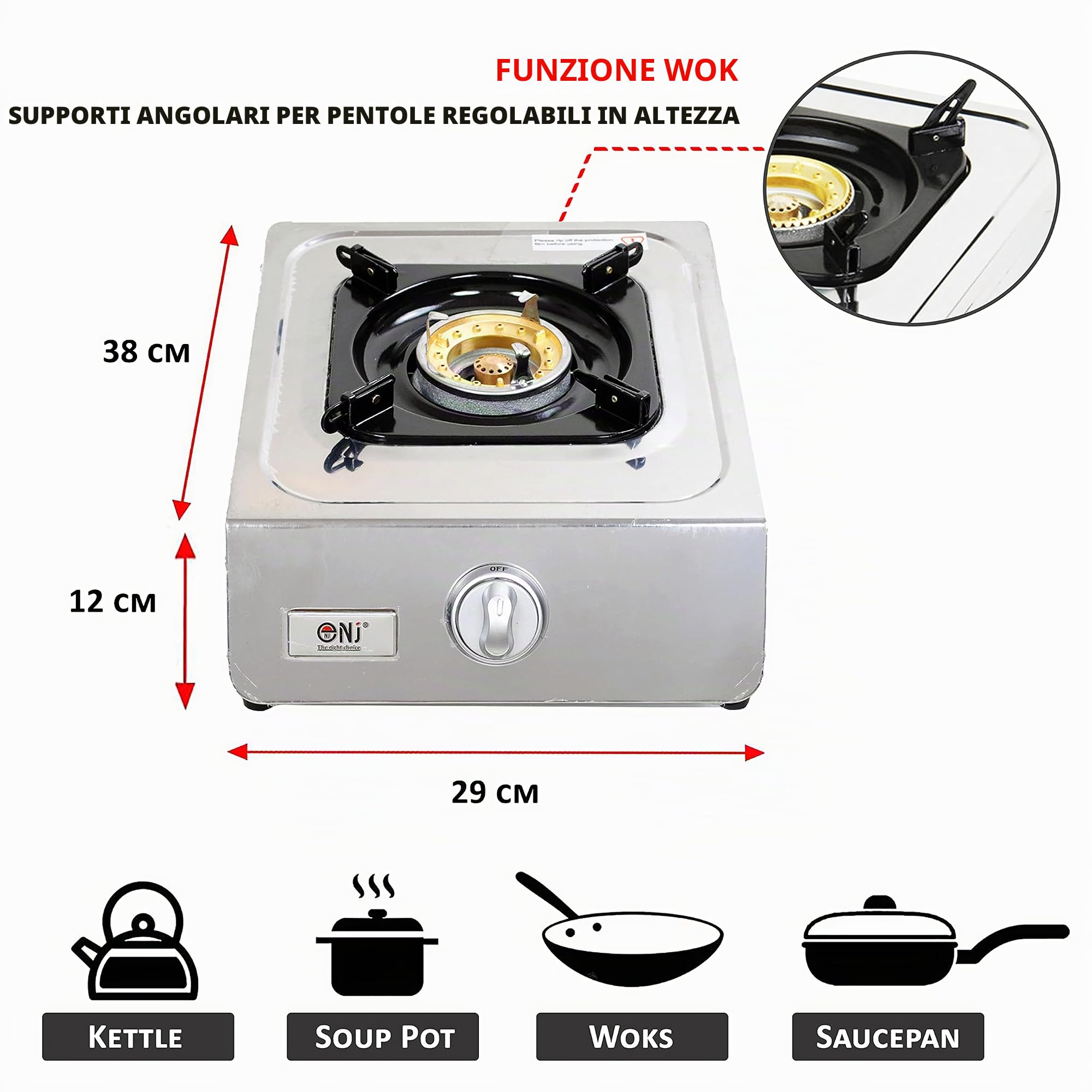 NJ NGB-100 Stufa a gas portatile 1 bruciatore Wok in acciaio inox 3.8kW per esterni