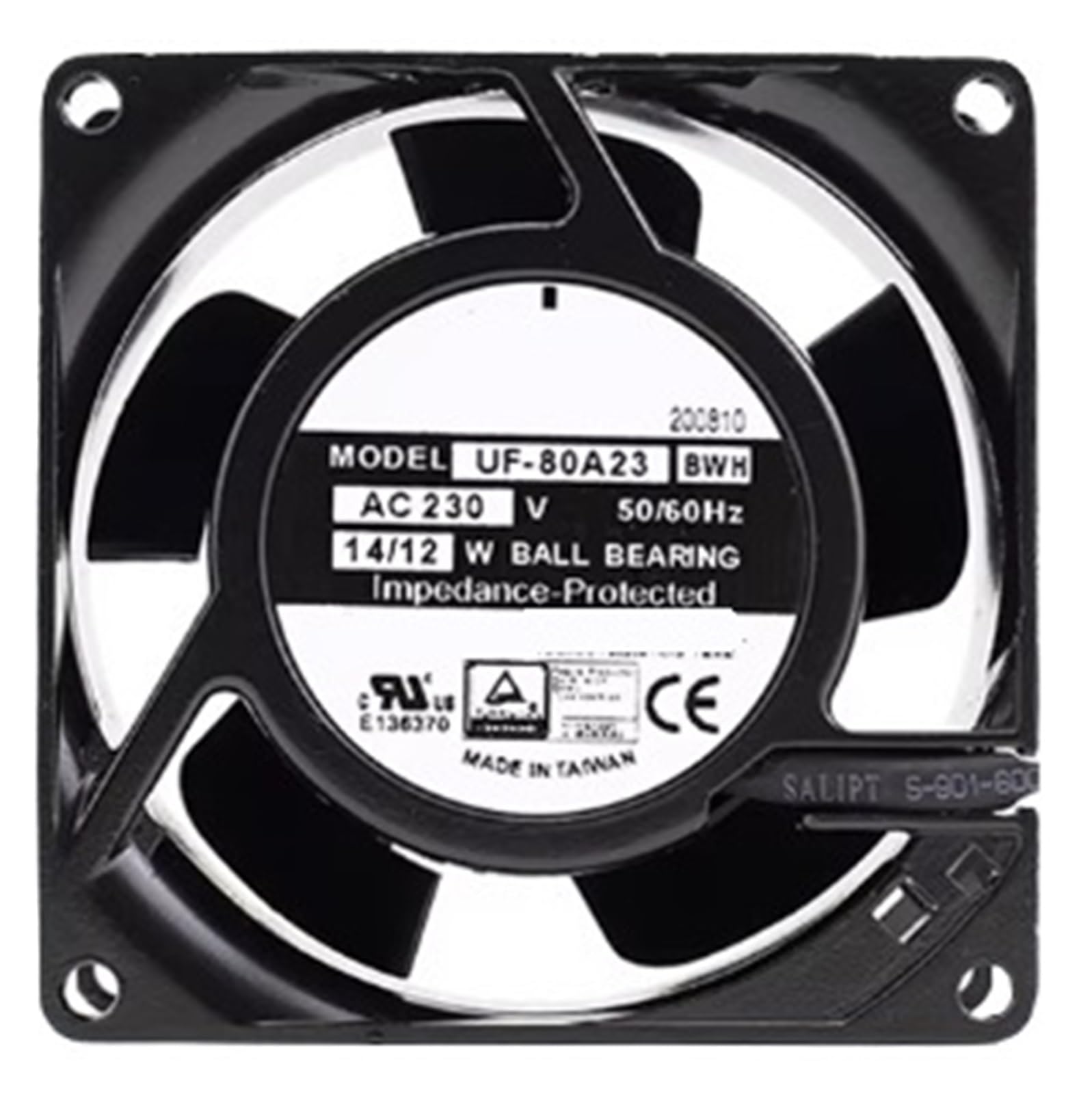 ZBWZXBDJ UF-80A23BWH AC230V 50/60Hz 14/12W Two Pins 80 * 80 * 38MM Cooling Fan 8038