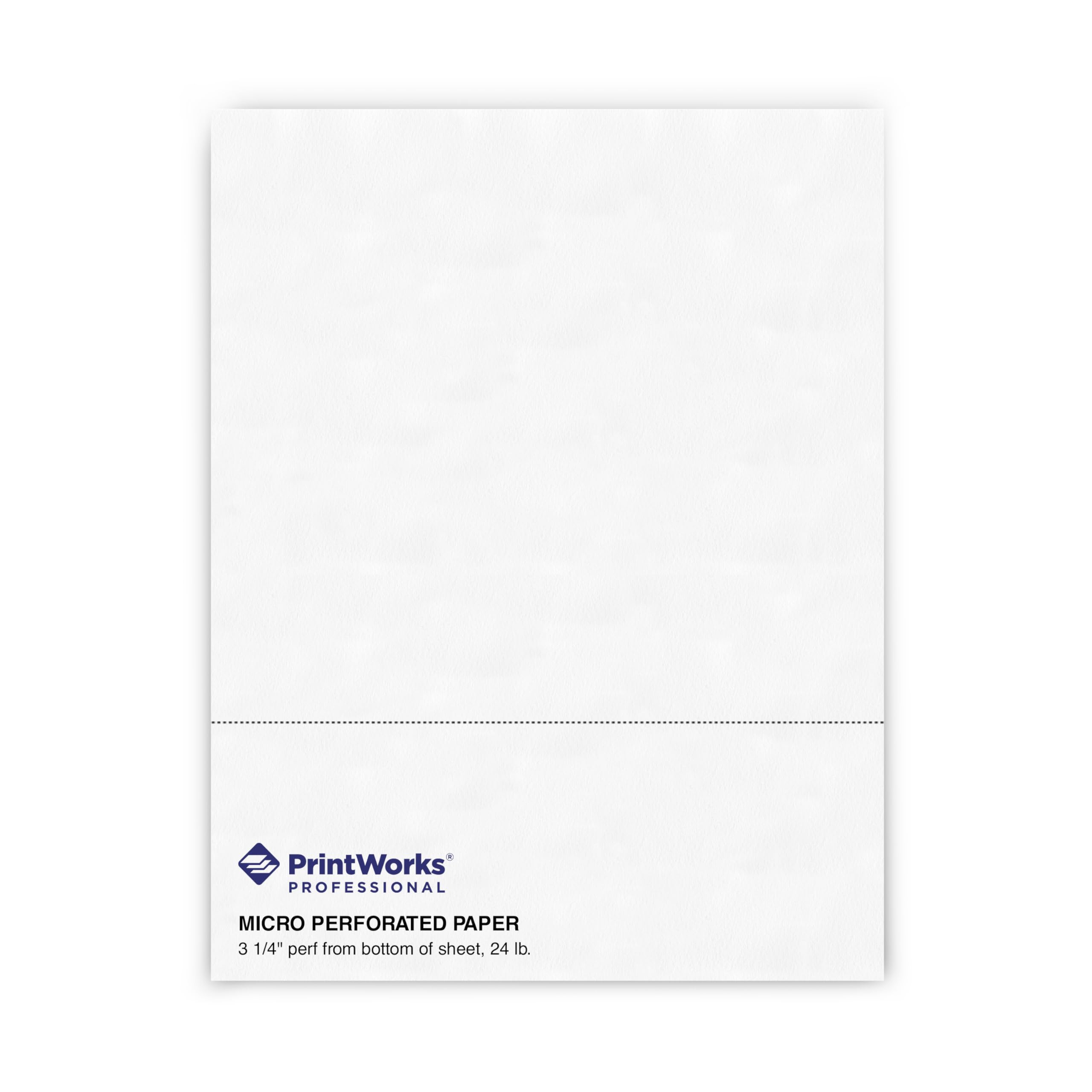 PrintWorks Professional 3 1/4" Horizontal Perforated Paper 8.5” x 11” - Perfect For W-2, 1099, & Statement Use - Made in the USA - 500 Sheets - 20 lb - Printer Compatible - White (04115)