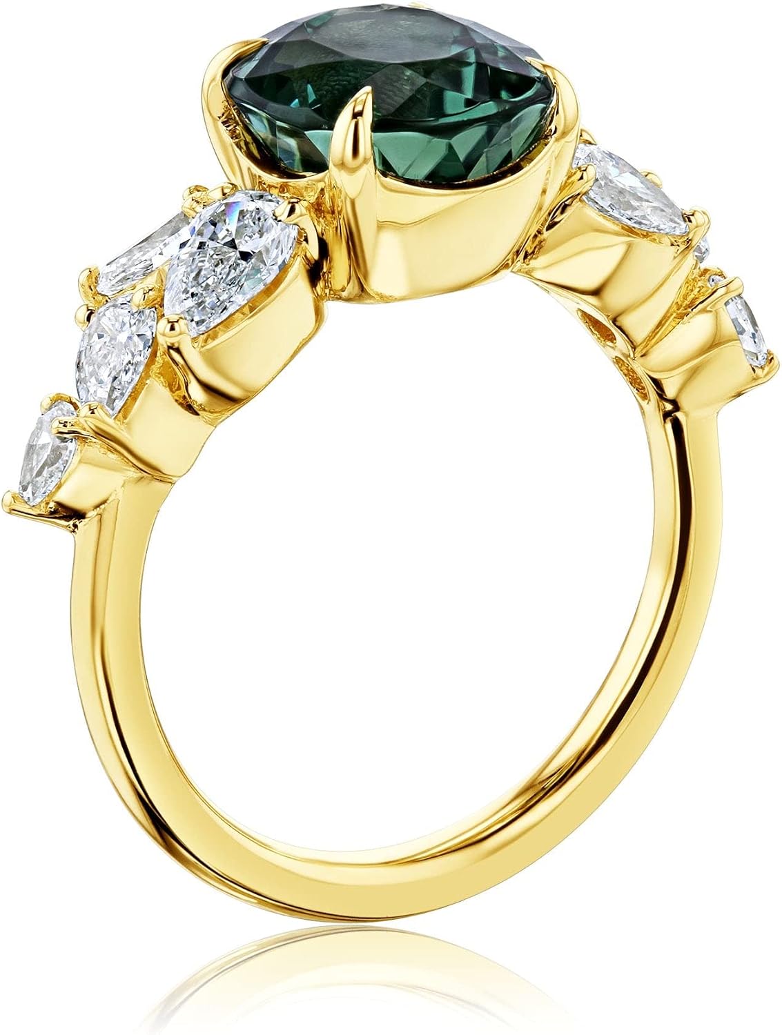 3.88 ct tw Green Tourmaline Side Cluster Ring