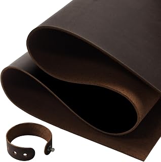 Jack&Chris 9"x12" Genuine Leather Sheet, Thick 1.8-2.0MM Crazy Horse Cowhide, Square Full Grain Leather Sheets for Crafts Sewing Tooling Hobby Workshop, Red Brown