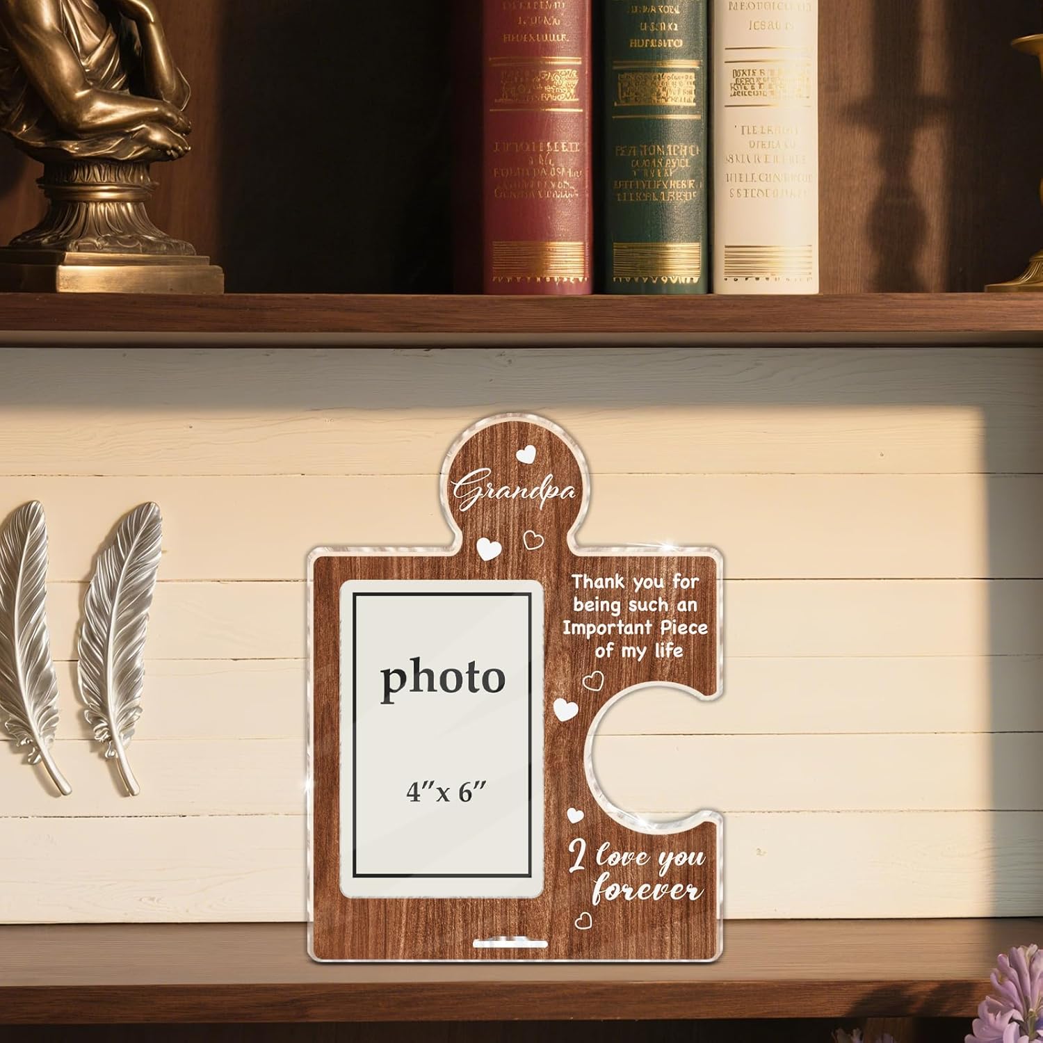 Grandpa Gifts from Grandkids, Christmas Fathers Day Grandfathers Day Birthday Gifts for Grandpa, Acrylic Puzzle Picture Frame Gift for Grandfather, 4 x 6 Inch Photo - Image 5