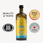 Moresh Moroccan Huile d'olive extra vierge lisse, à source unique, 1L Bouteille en verre foncé (34 Voir le tableau 1. - paquet de 1