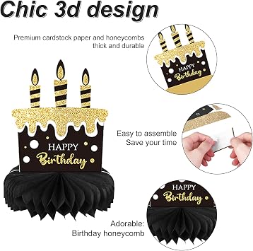 9 Pieces 60th Birthday Decoration 60 th Birthday Centerpieces for Tables Decorations Cheers to 60 Years Honeycomb Table Topper for Men and Women Sixty Years Party Decor Supplies