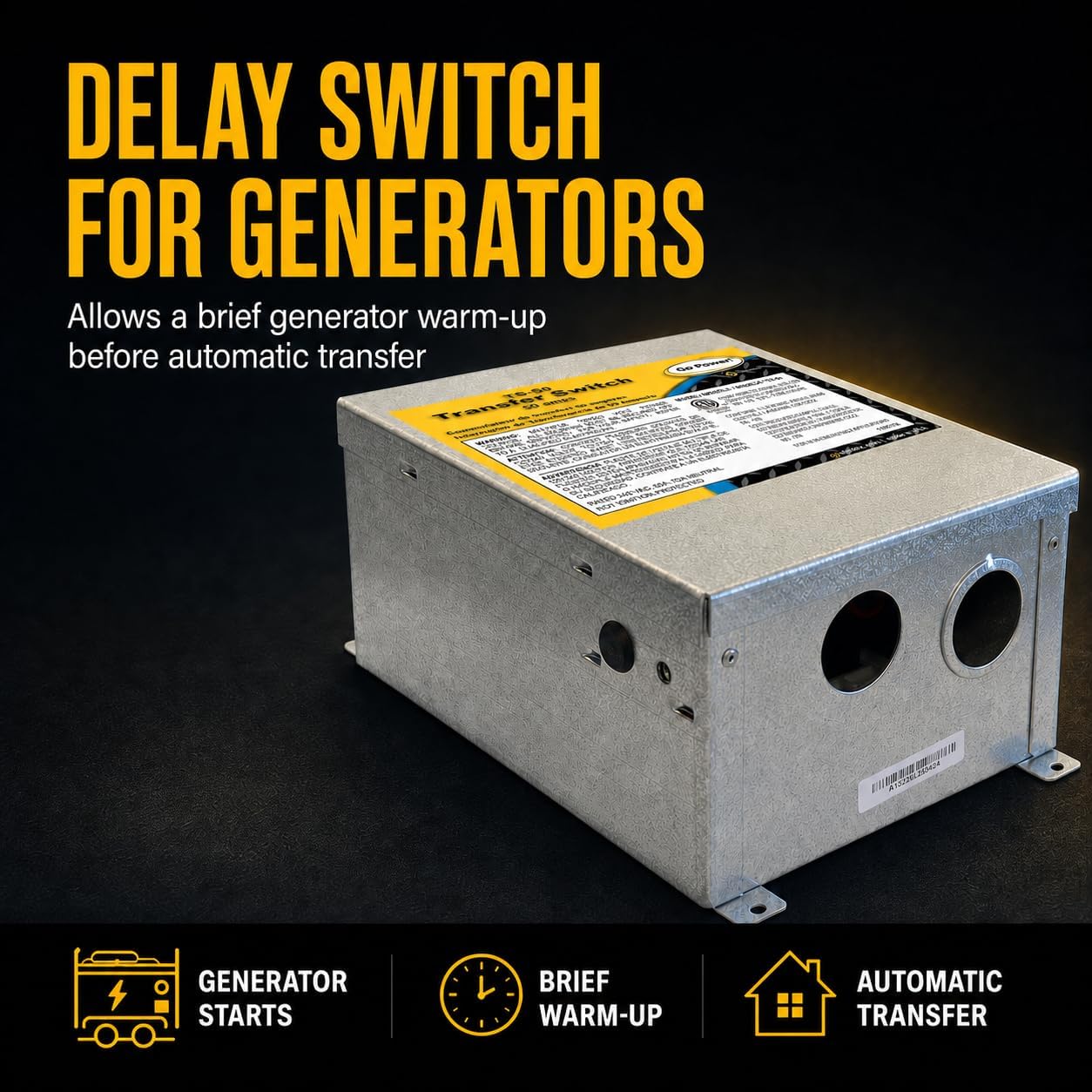 Go Power TS-50 50 Amp Automatic Transfer Switch, Inverter, Shore Power, Generator Compatible, Delay Switch for Safe Generator Operation, Easy Installation image 4