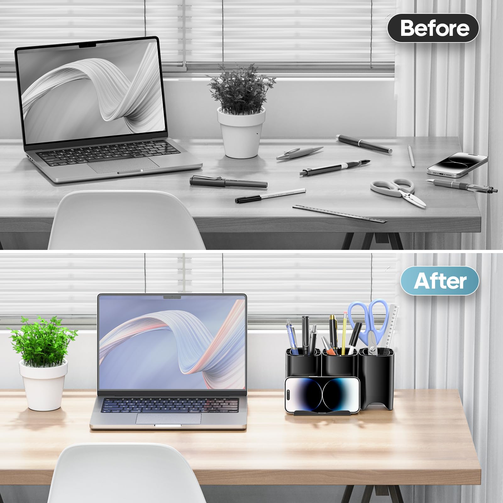 Organizer Da Scrivania Con 5 Scomparti - Rimovibile E Multifunzione - Bianco - Foto 8