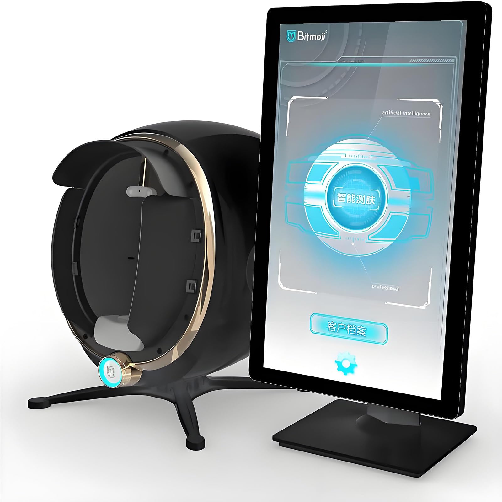HuanSebesity 3D Ai Facial Skin Analyzer,Professional 38mp HD Skin Detector with 8 Spectral Imaging,14 Skin Indicators Detection,Multilingual Support & Cloud Storage,Fast Full Face Scan Black-13.3in