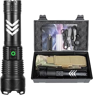 LED Flashlight Rechargeable, 180000 Lumens Super Bright Flashlight with ΒATTERY & USB Cable, Powerful Handheld Flash Light with 5 Modes & IPX6 Waterproof for Camping/Emergency