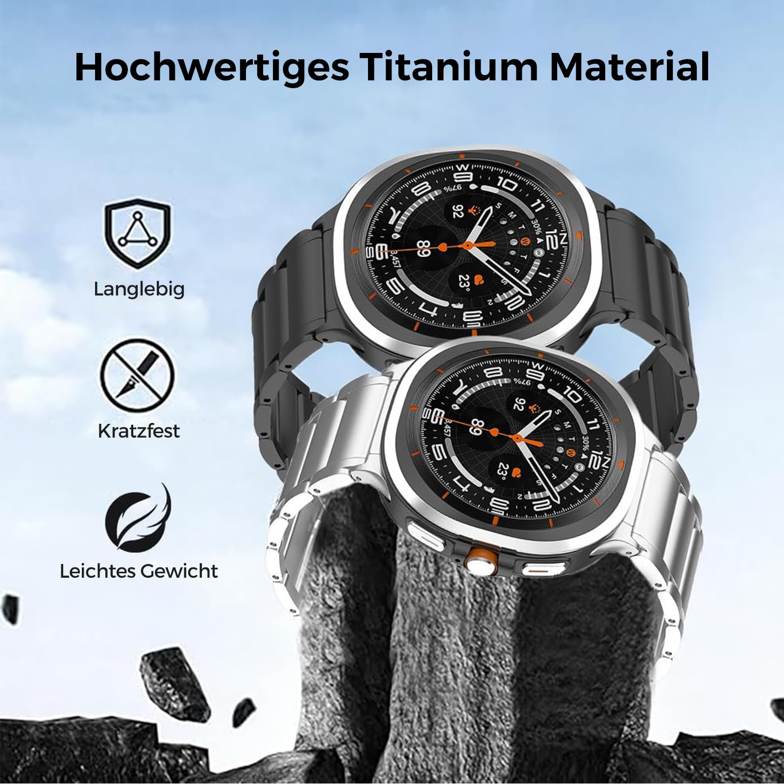 Samsung Galaxy Watch 7 Ultra Band Titanium Band, No Gap Strap with Built-in Buckle Strap Replacement Accessory for Galaxy Watch Ultra 47mm (2024)