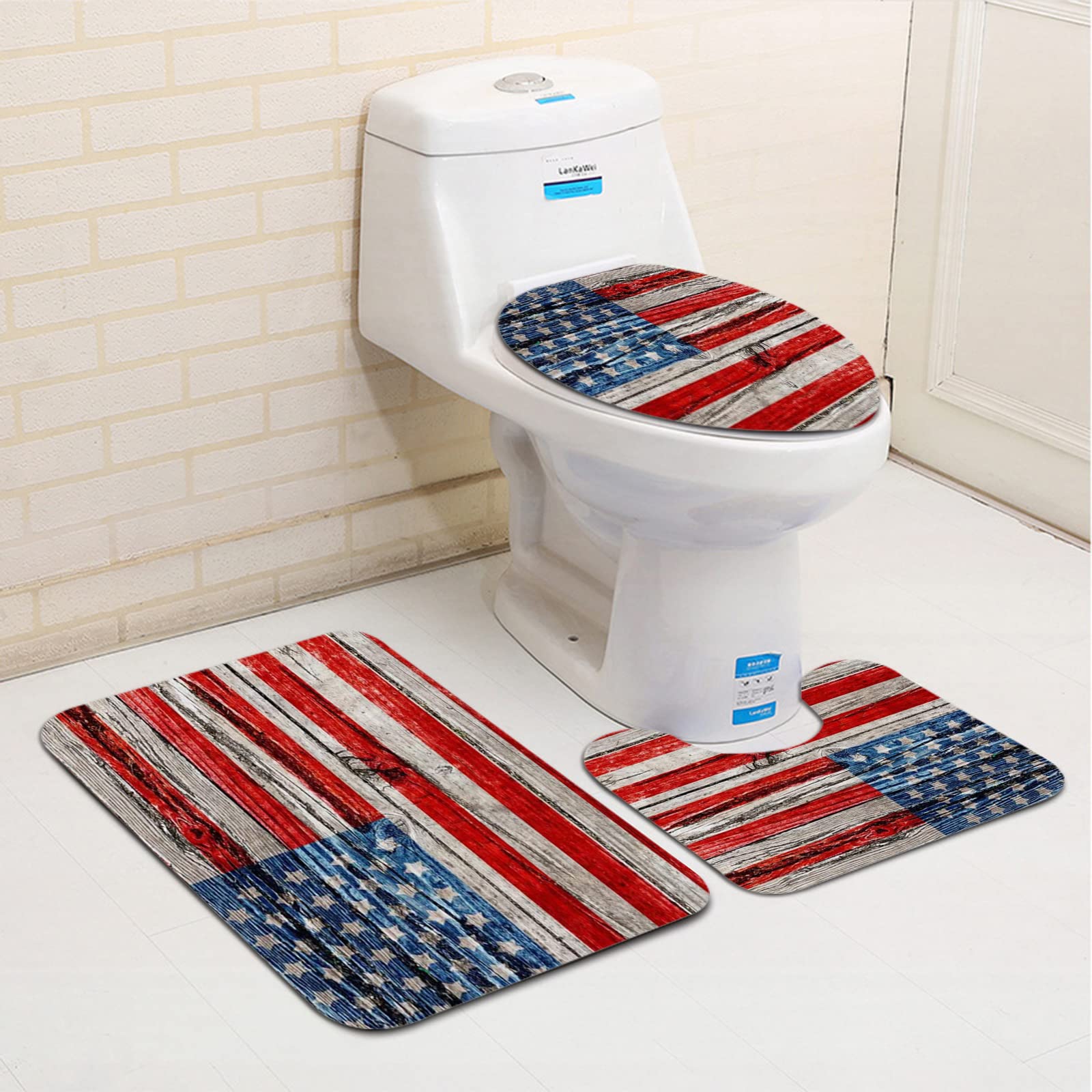 Tappeto Bagno Bandiera Americana 45x91 Cm: Morbido Antiscivolo Lavabile Patriottico