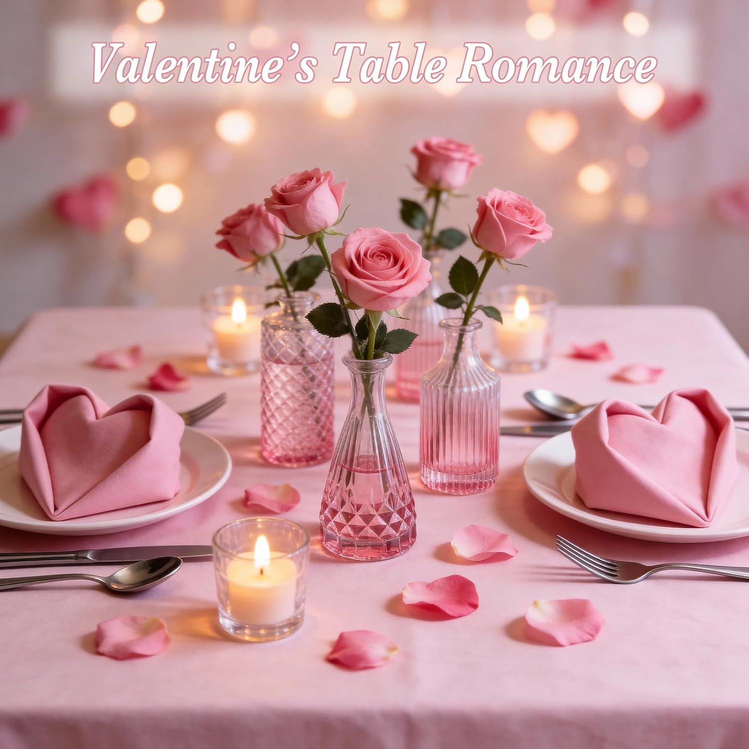 Valentine's Day Glass Pink Bud Vases Set of 12, Mini Flower Valentine Vase for Centerpieces, Small Vases in Bulk for Wedding Decorations, Vintage Vase for Table, Home Décor - Image 2