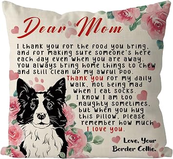 Tian Zhun Border Collie Mom Gifts Pillow Covers 18x18 Inch Best Border Collie Mom Pillowcase Border Collie Lover Gifts Farmhouse Throw Pillows Indoor Couch Cushion Case for Home Sofa Decoration