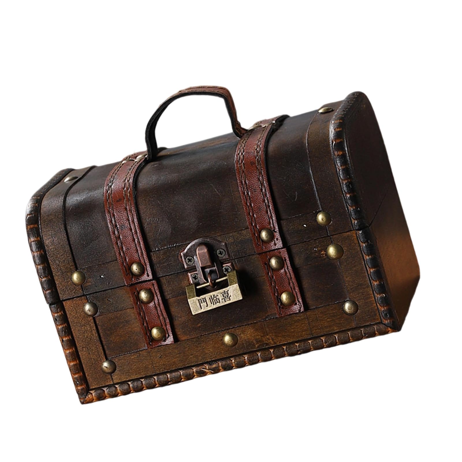 Elnwnnkc Practical Old Fashioned European Styles Sturdy Wood Trunk Stylish Storage Solution for Travelers and Fashion Lovers Travel Suitcases
