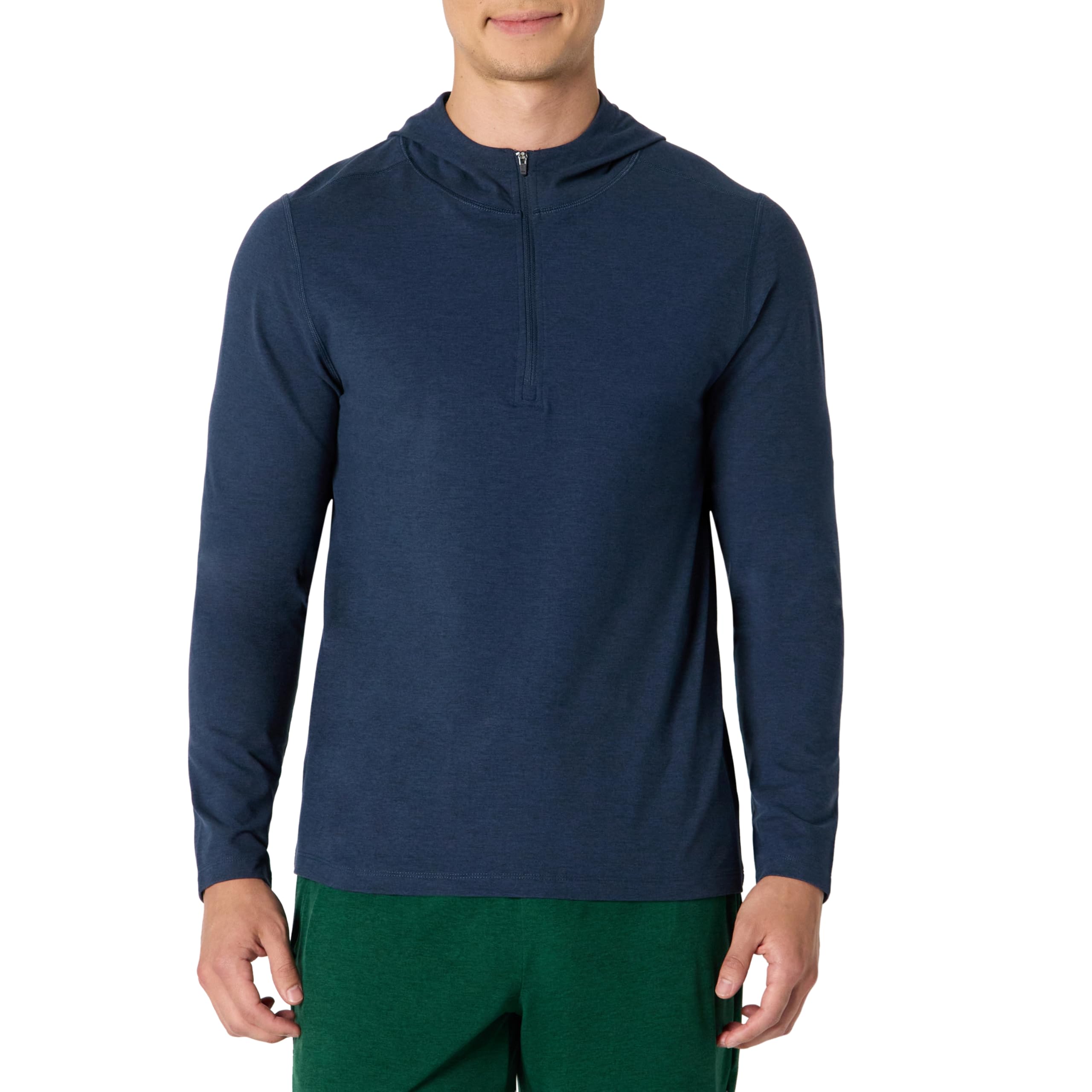 Amazon Essentials Herren Sportliches, Weiches, Leichtes Langarm-Trainingsoberteil mit Viertelreißverschluss, Marineblau Space-dye, S