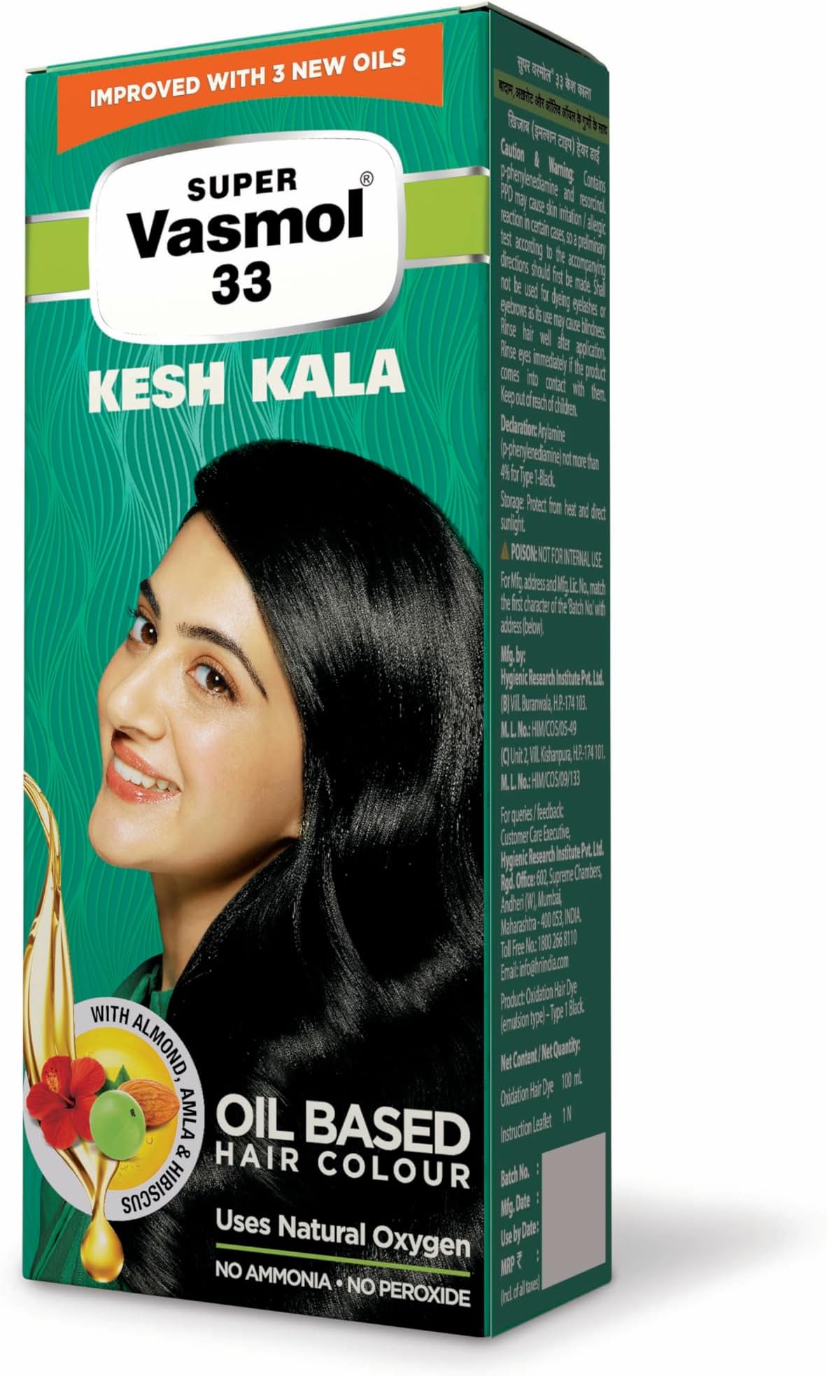 Super Vasmol 33 Kesh Kala -100Ml, Cream