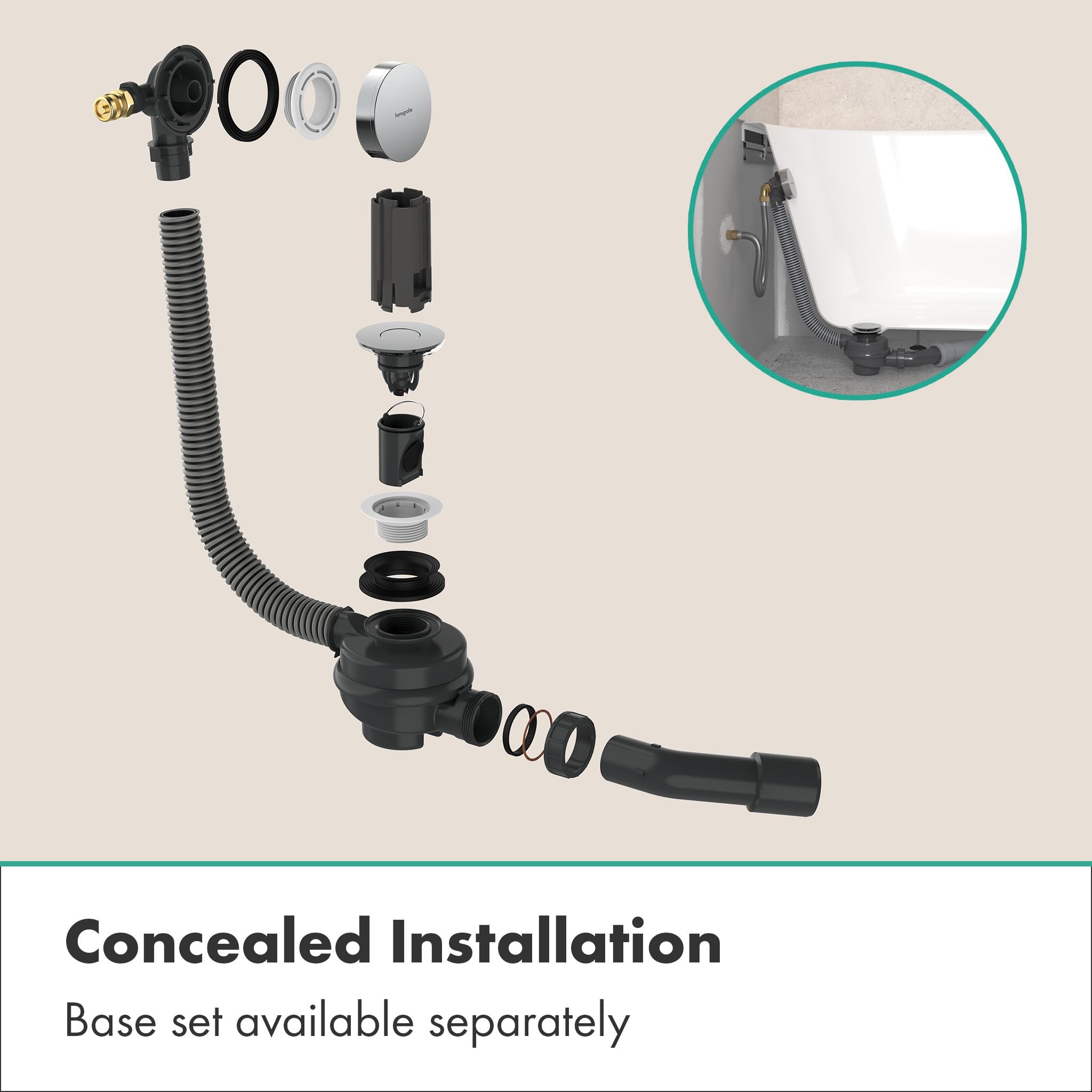 hansgrohe Flexaplus Element zewnętrzny do syfonu wannowego z przelewem