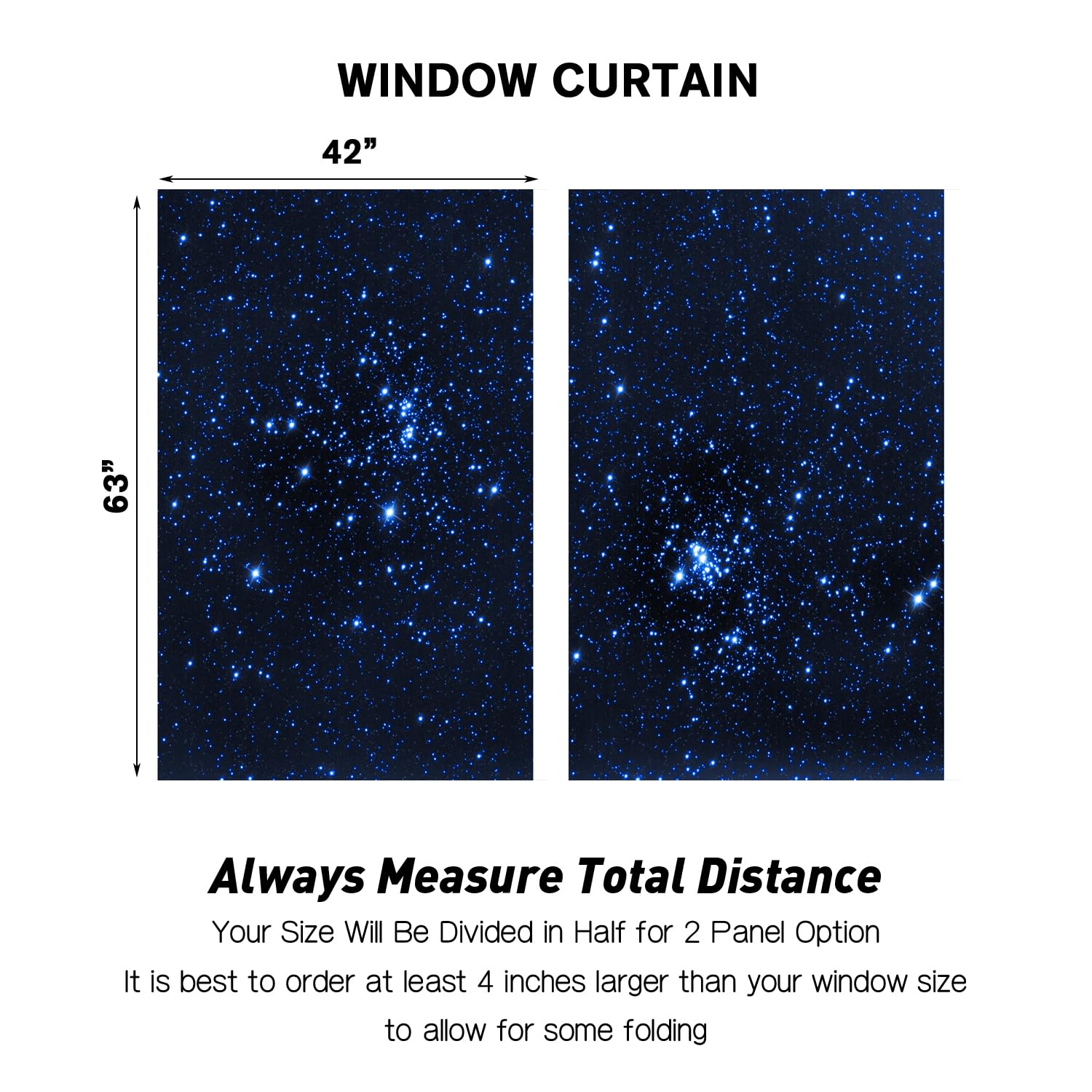 Coxila Cortinas de ventana de galaxia azul para dormitorio, 42 x 63 pulgadas, espacio exterior, estrella, negro, triple, celestial, niños, nebulosa estrellada, universo, anime, sala de estar, juego de