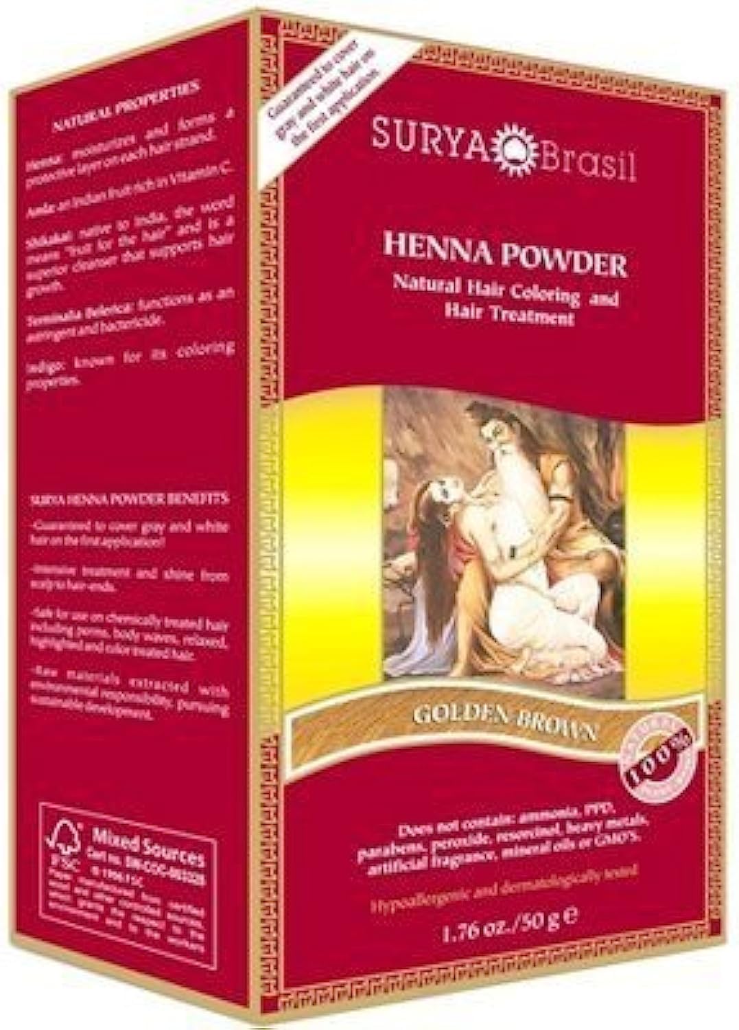 Surya Brasil Henna Powder Golden Brown, Pack of 3 Beauty