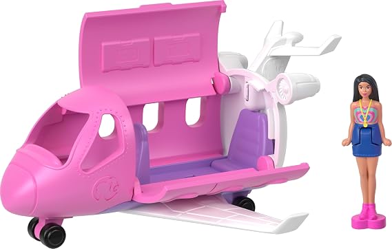 Barbie Mini BarbieLand DreamHouse & 3-Vehicle Playset with 4 1.5-Inch Dolls, Doll House Furniture & Accessories, Includes DreamCamper, Boat & Plane