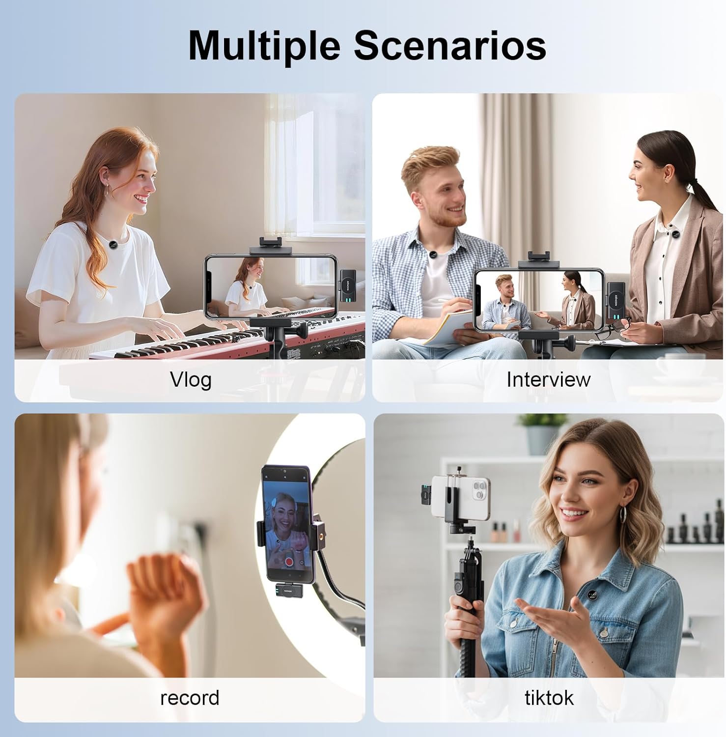 Wireless Lavalier Microphone for iPhone 16/15/14/13, iPad & Android, Magnetic Clip-on Mini Mic with Charging Case,30H Playtime Plug-Play Lapel Lavalier Mic for Vlog TikTok, AI Noise Reduction