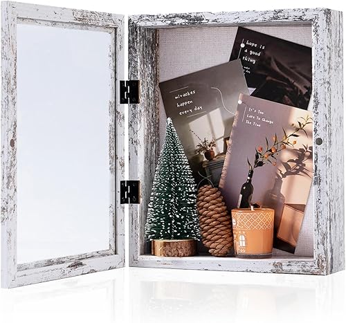 Miniatura 31 de Muzilife Marco de fotos Shadow Box de 8 x 10 – 2.16 pulgadas de profundidad de madera y vidrio, caja de memoria lista para colgar, recuerdos Textura