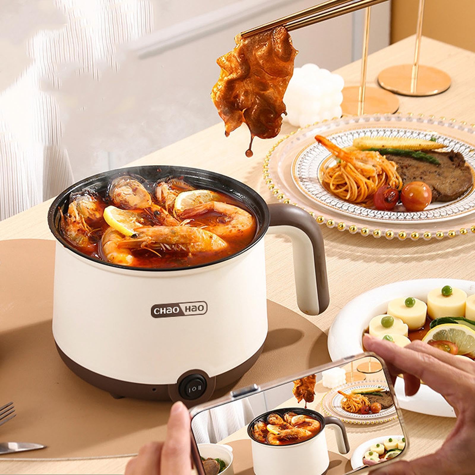 Amazon | DeeRace 【1.8L】小型電気鍋 電気調理鍋 電気ポット