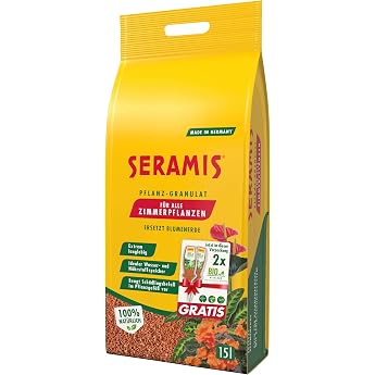 Seramis Plant Granules for All Indoor Plants 15 Litres Includes 2 Vital Treatments Free - Plant Clay Granules Potting Soil Replacement for Water and Nutrient Storage Brown
