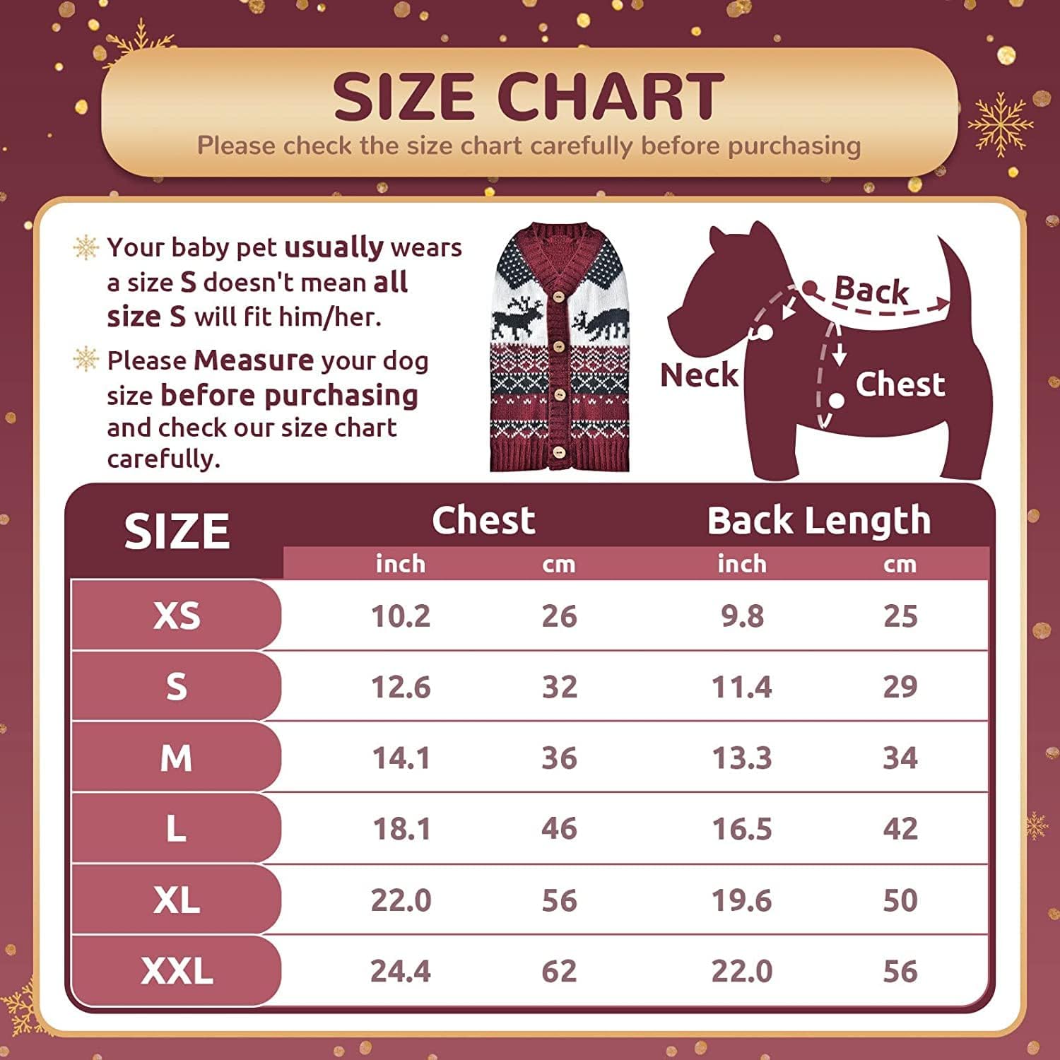 SKXEO Christmas Dog Jumper Snowflake Reindeer Pattern, Soft Classic Pet Sweater Warm Cat Dog Apparel - Image 3