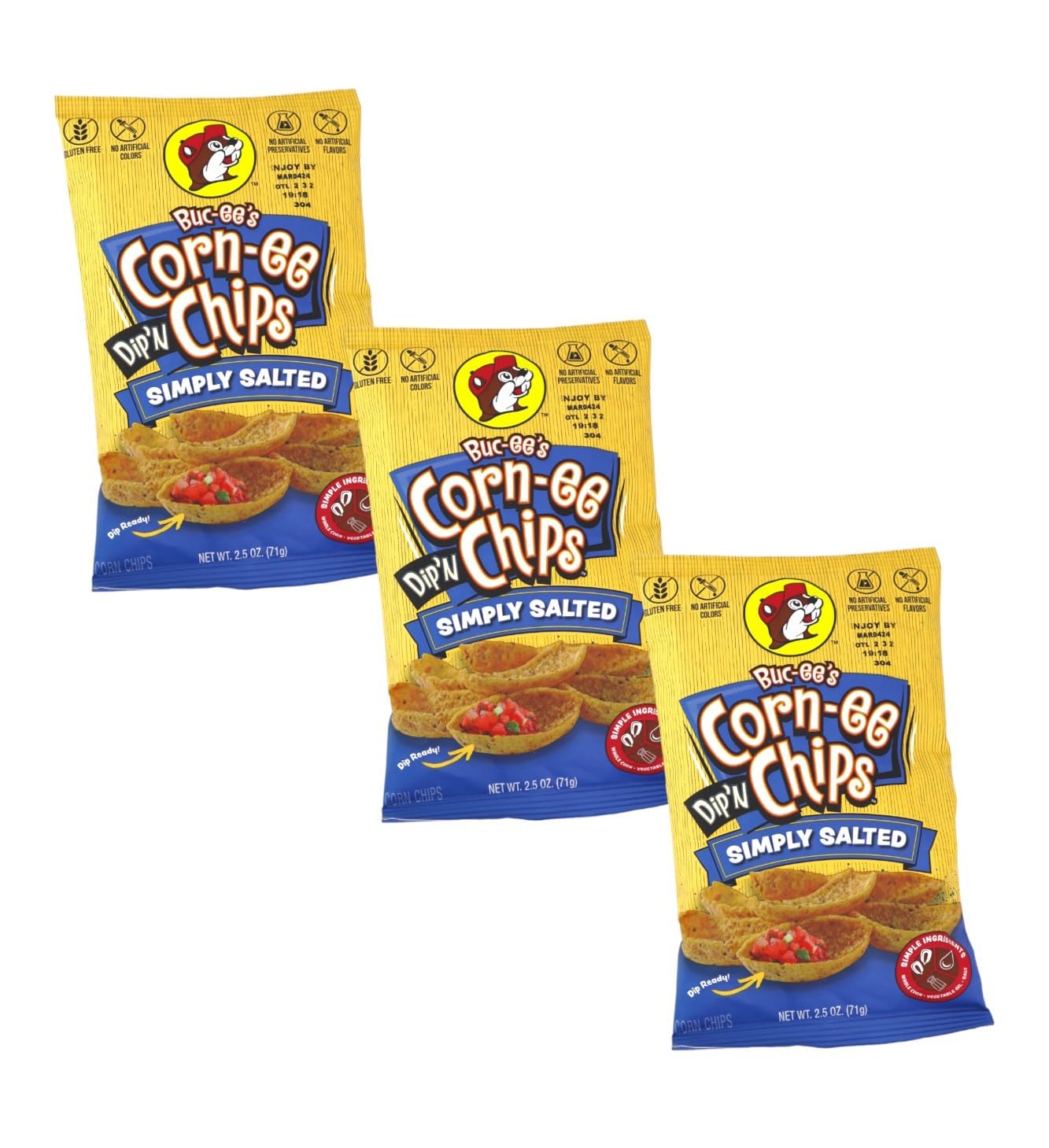 Bucee's Cornee Chips 3Pack 2.5 oz Gluten Free Corn Chips