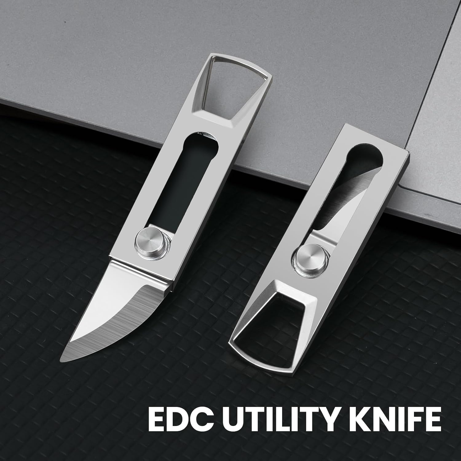 Small Keychain Knife, 2pcs Mini Keychain Box Cutter, Tiny Pocket Knives with Stainless Steel Blade, EDC Package Opener Safety Lock, Little Cutting Tool for Open Box, Cool Gadgets for Women Men