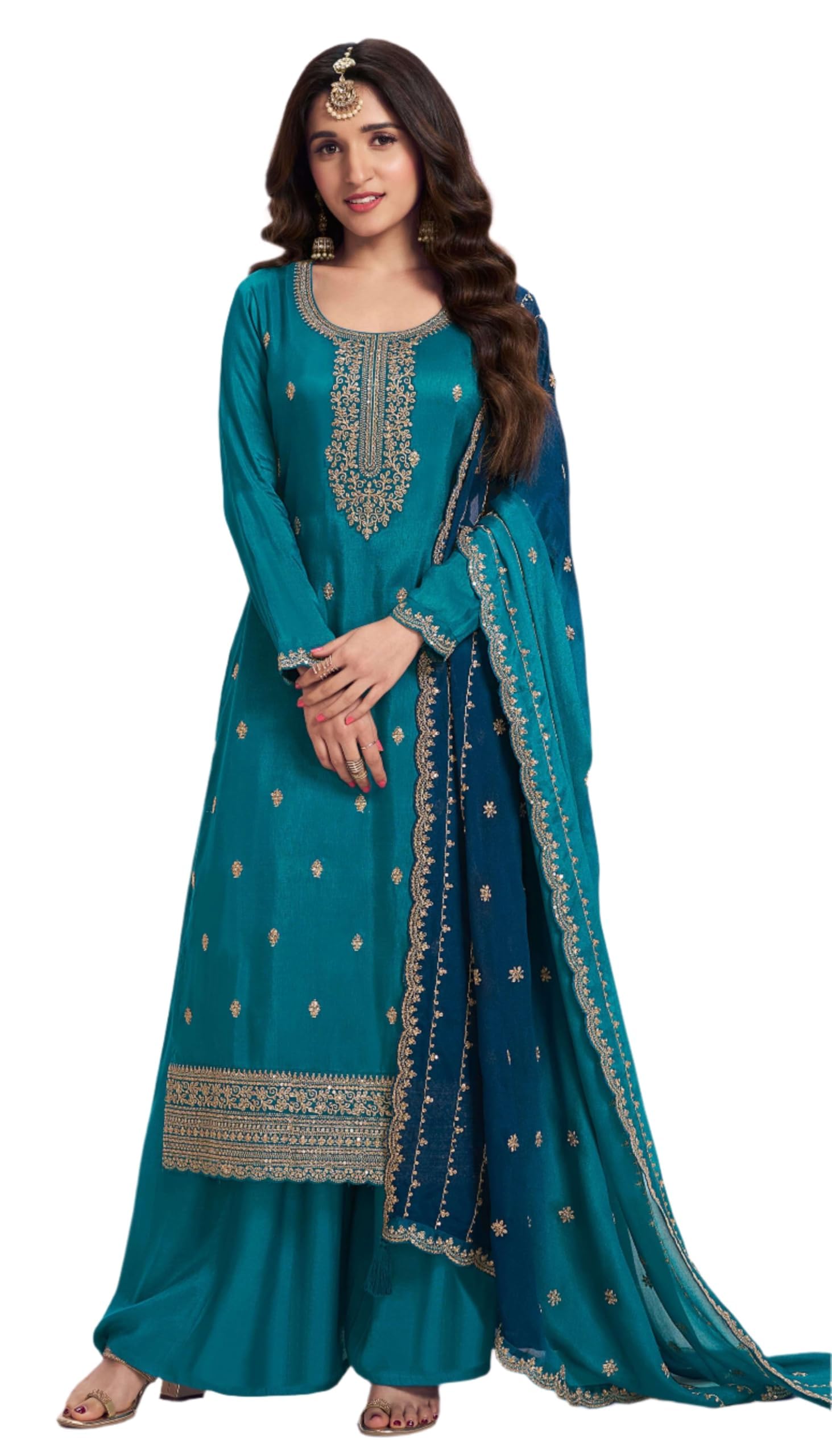 Robe indienne bleu ciel taille 54 chic pour célébrer le Ramadan