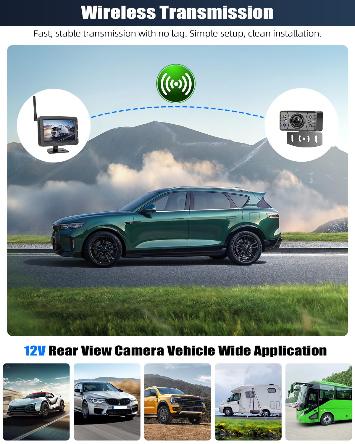 SIXWIN Caméra de Recul sans Fil pour Voiture | Écran 4.3" IPS | Transmission Numérique & IP68 | Lignes Guidage Réglables | Installation Facile Universelle (Voiture/Camion)