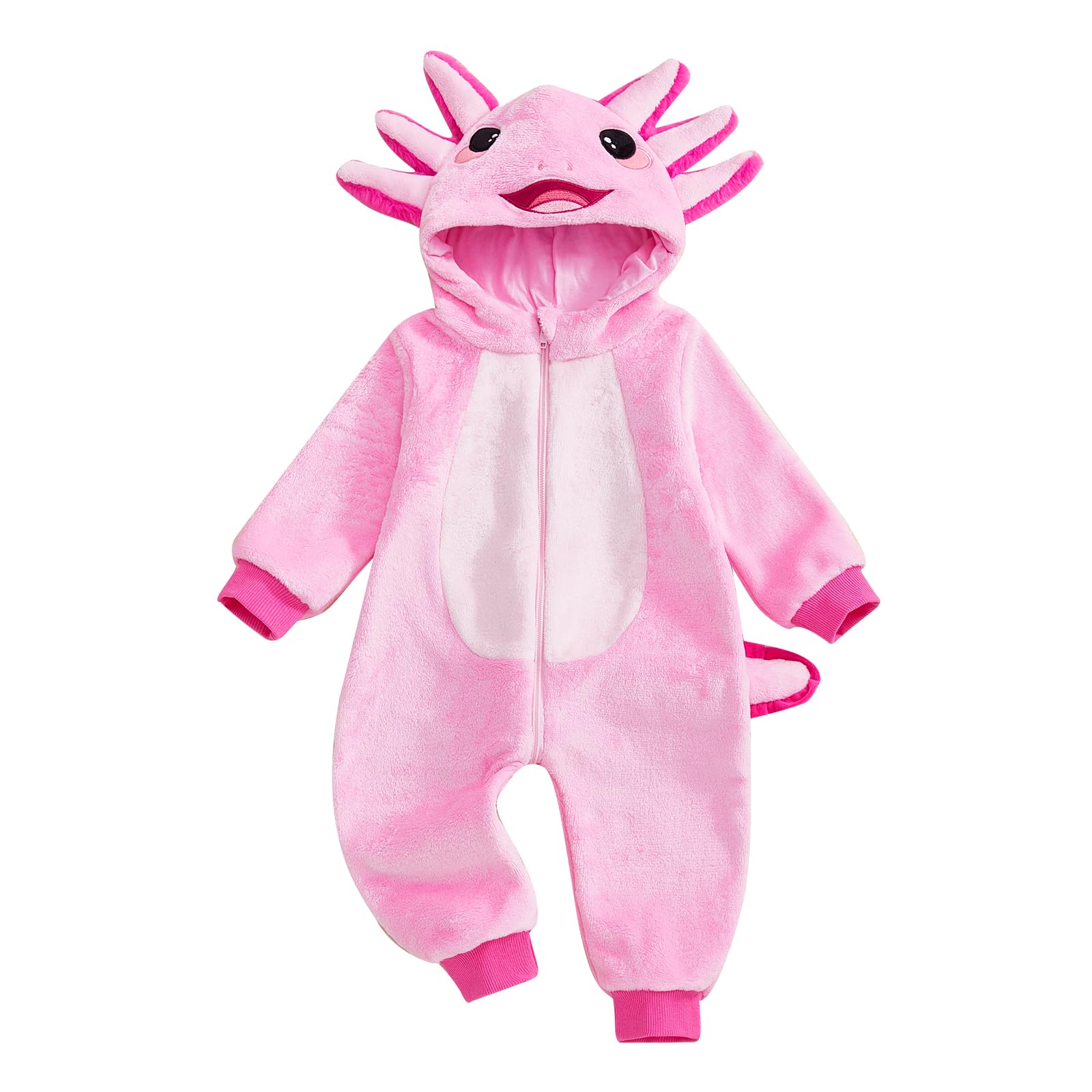 Xeadoffubio Toddler Baby Girl Boy Halloween Animal Costume Black Cat Costume Shark Costumes Fuzzy Warm Fall Winter Animal Jumpsuit Halloween Dinosaur Outfit (Light Pink, 1-3 Months) โ image 1