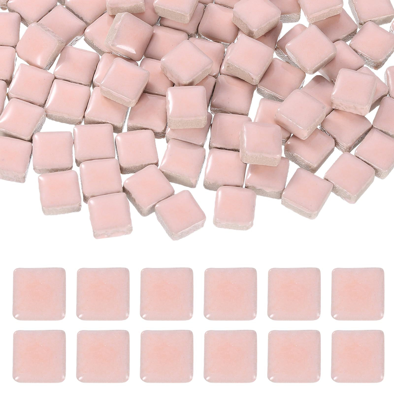 sourcing map 9mm Square Mosaic Tiles 300g Ceramic Cherry Blossom Pink
