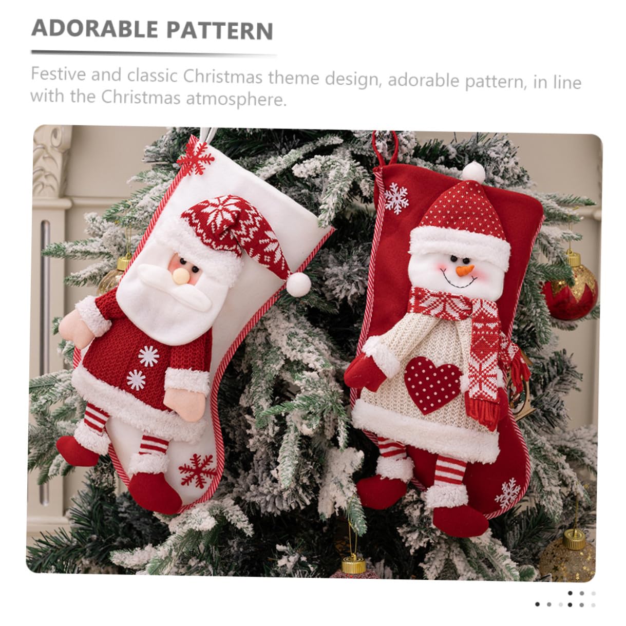 2pezzi Calza di Natale Decorativa Calzini Natalizi Tema Calze di Natale per Albero per Appendere Decorazione Natalizia Classica