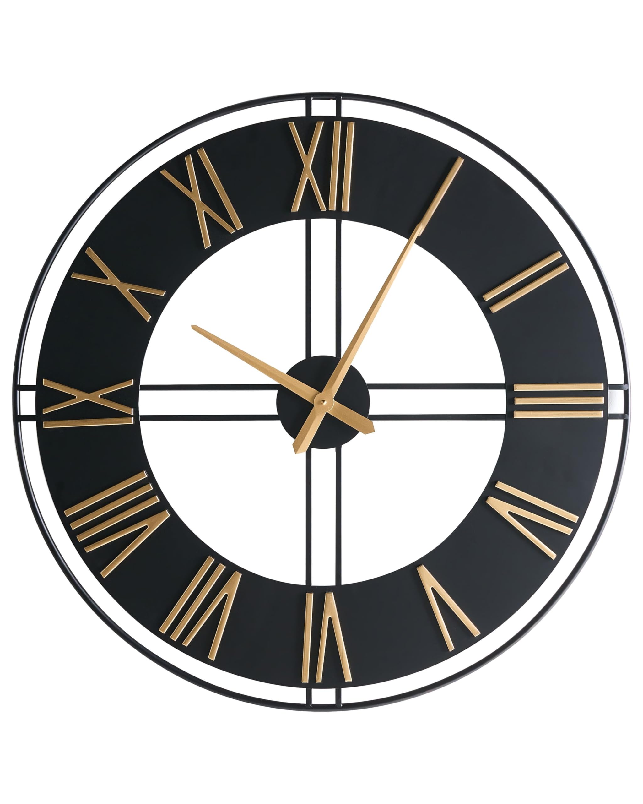 Beliani Reloj de Pared Moderno Colgante Estilo Industrial escandinavo Estructura de Metal Negro Perigny