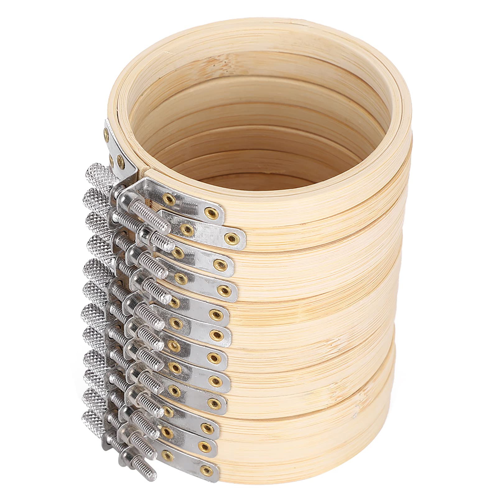 Pissente Bamboo Embroidery Hoops, Adjusting Rings, 12pcs 9cm for Crossed Stitch Crafting and Sewing Projects