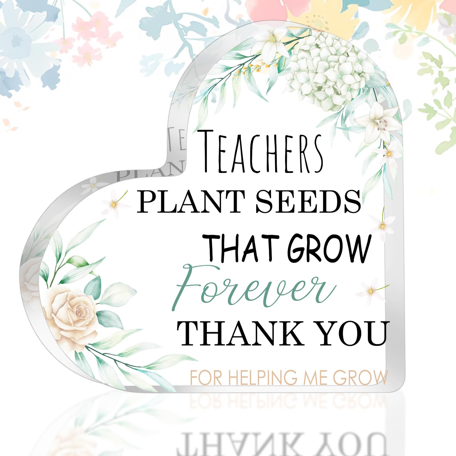 Teacher Appreciation Gifts Acrylic Heart Plaque for Women Best Teacher Gifts from Students Thank You Gift for Teacher’s Day Birthday Office Desk Decor